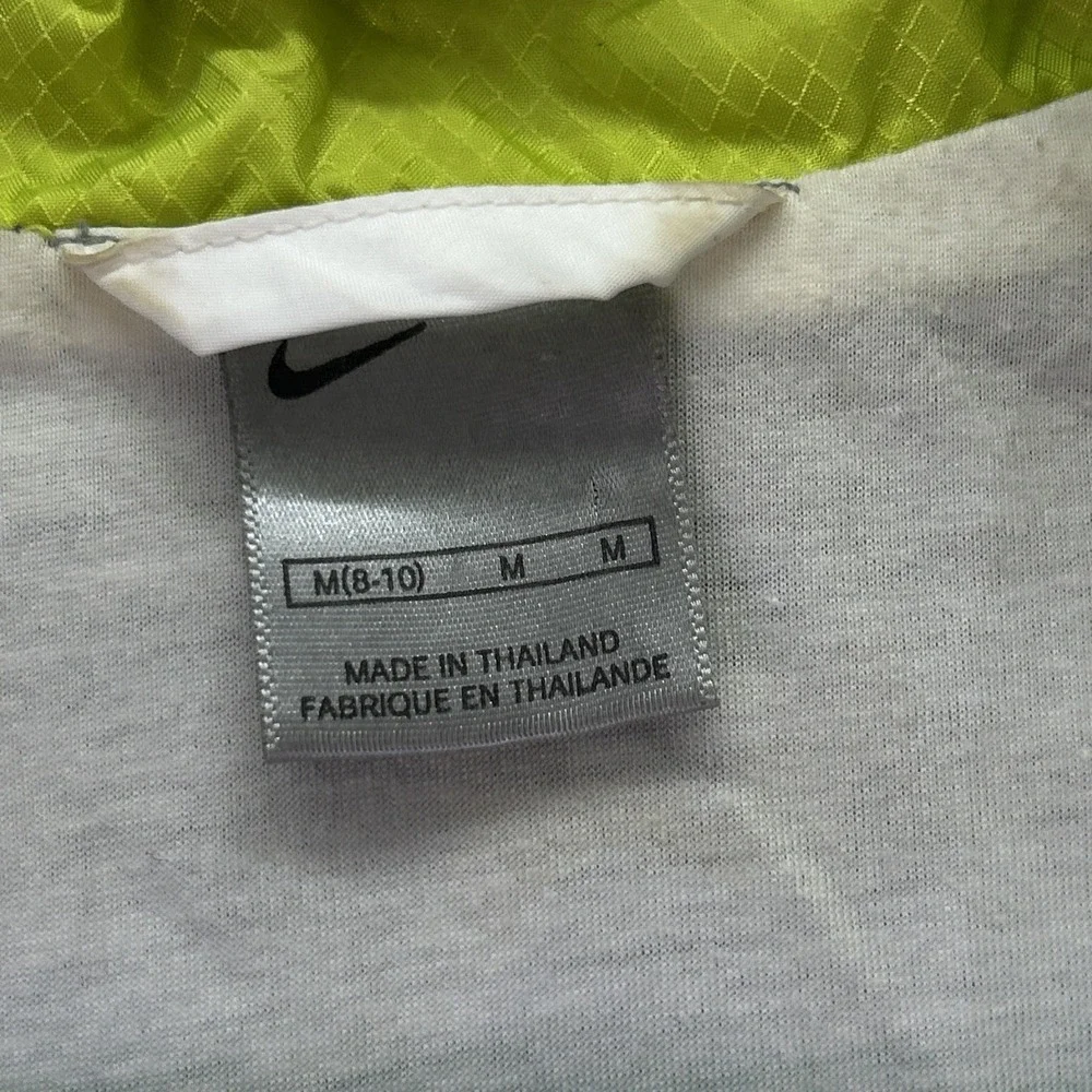 VTG Nike Big Kids Boys Windbreaker Size M 8-10 Neon Green Blue Zip Up Jacket Y2K